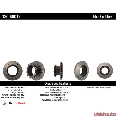 Centric Premium Brake Rotor 120.86012 - 120.86012