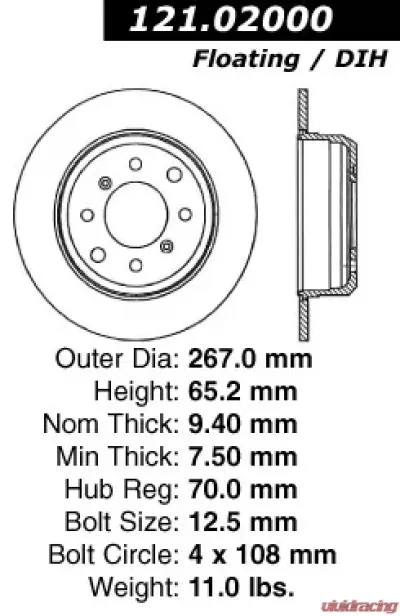 Centric C-Tek Premium Brake Rotor 121.02000 - 121.02000