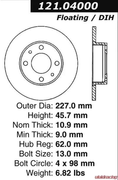 Centric C-Tek Standard Brake Rotor 121.04000 - 121.04000