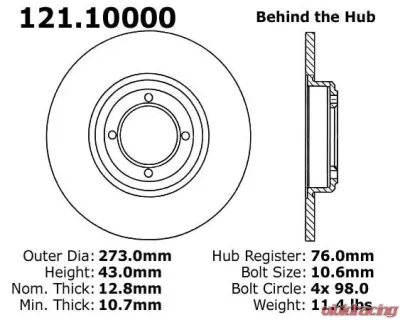 Centric C-Tek Standard Brake Rotor 121.10000 - 121.10000