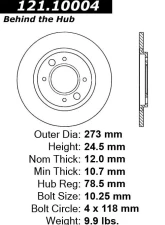 Centric C-Tek Standard Brake Rotor 121.10004                                     - 121.10004 - Image 4
