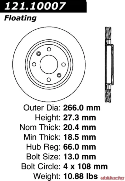 Centric C-Tek Standard Brake Rotor 121.10007 - 121.10007