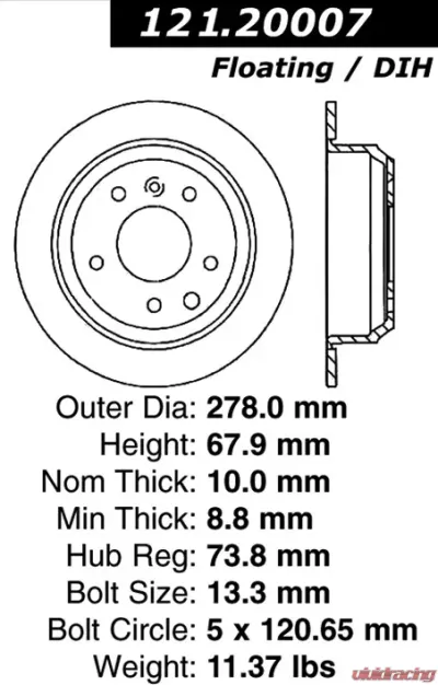 Centric C-Tek Standard Brake Rotor 121.20007 - 121.20007