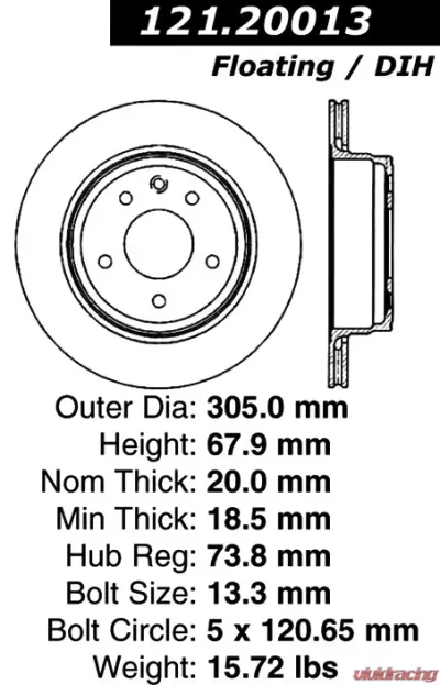 Centric C-Tek Standard Brake Rotor 121.20013 - 121.20013