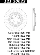 Centric C-Tek Standard Brake Rotor 121.20022                                     - 121.20022 - Image 2