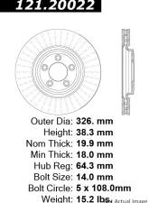 Centric C-Tek Standard Brake Rotor 121.20022                                     - 121.20022 - Image 2