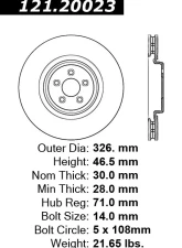 Centric C-Tek Standard Brake Rotor 121.20023                                     - 121.20023 - Image 4