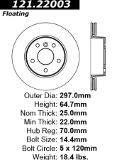Centric C-Tek Standard Brake Rotor 121.22003                                     - 121.22003 - Image 4