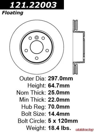 Centric C-Tek Standard Brake Rotor 121.22003 - 121.22003