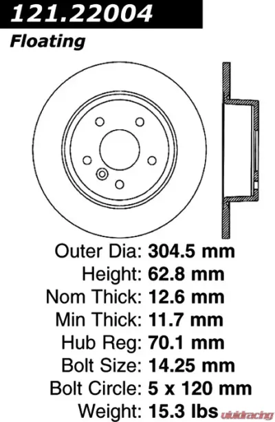 Centric C-Tek Standard Brake Rotor 121.22004 - 121.22004