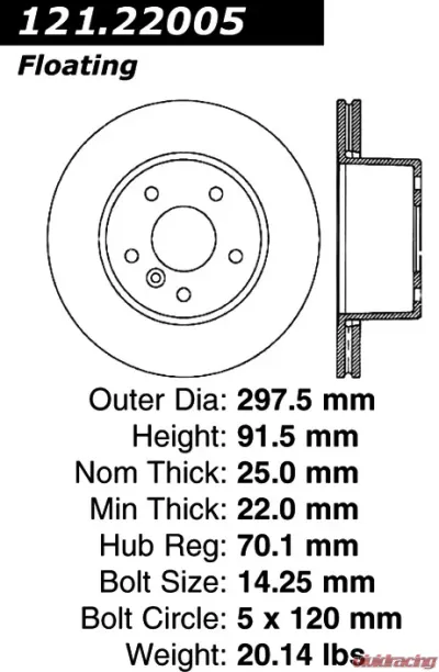 Centric C-Tek Standard Brake Rotor 121.22005 - 121.22005