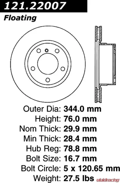 Centric C-Tek Standard Brake Rotor 121.22007 - 121.22007