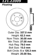 Centric C-Tek Standard Brake Rotor 121.22009                                     - 121.22009 - Image 4