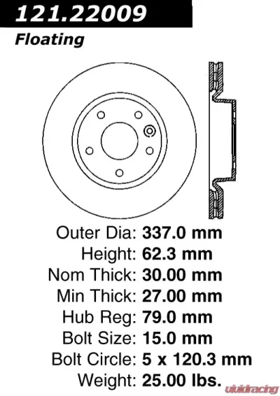 Centric C-Tek Standard Brake Rotor 121.22009 - 121.22009