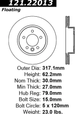 Centric C-Tek Standard Brake Rotor 121.22013                                     - 121.22013 - Image 4