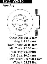 Centric C-Tek Standard Brake Rotor 121.22015                                     - 121.22015 - Image 2