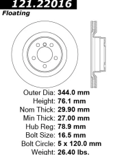 Centric C-Tek Standard Brake Rotor 121.22016                                     - 121.22016 - Image 2