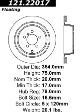 Centric C-Tek Standard Brake Rotor 121.22017                                     - 121.22017 - Image 4
