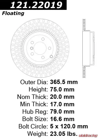 Centric C-Tek Standard Brake Rotor 121.22019 - 121.22019