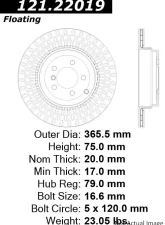 Centric C-Tek Standard Brake Rotor 121.22019                                     - 121.22019 - Image 4