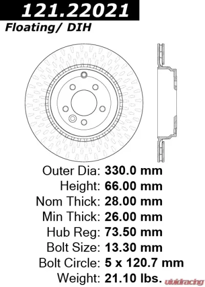 Centric C-Tek Standard Brake Rotor 121.22021 - 121.22021