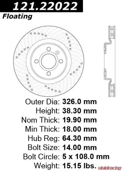 Centric C-Tek Standard Brake Rotor 121.22022 - 121.22022