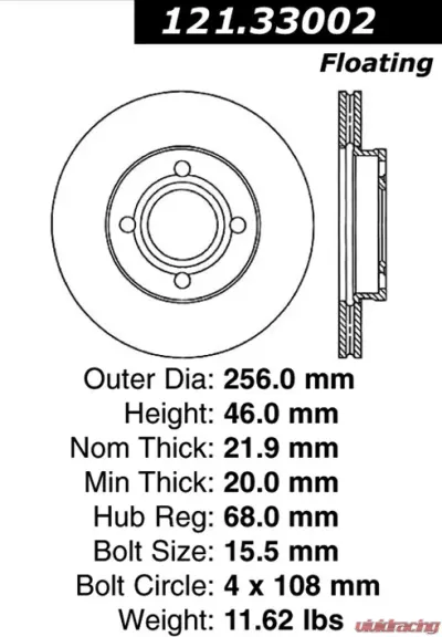 Centric C-Tek Standard Brake Rotor 121.33002 - 121.33002