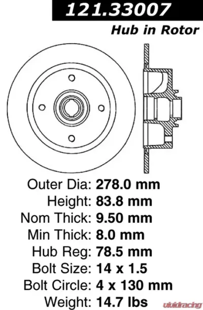 Centric C-Tek Standard Brake Rotor 121.33007 - 121.33007