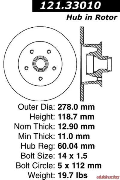 Centric C-Tek Standard Brake Rotor 121.33010 - 121.33010