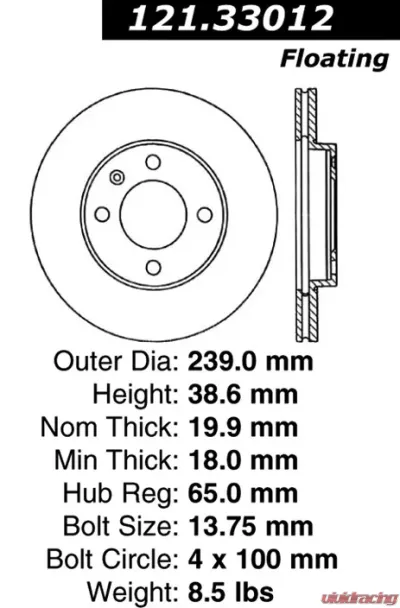 Centric C-Tek Standard Brake Rotor 121.33012 - 121.33012