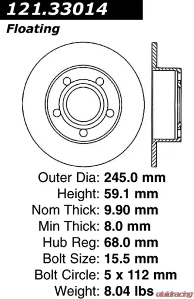 Centric C-Tek Standard Brake Rotor 121.33014 - 121.33014