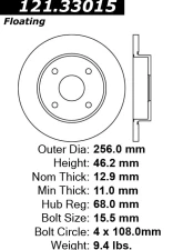 Centric C-Tek Standard Brake Rotor 121.33015                                     - 121.33015 - Image 4