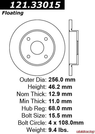 Centric C-Tek Standard Brake Rotor 121.33015 - 121.33015