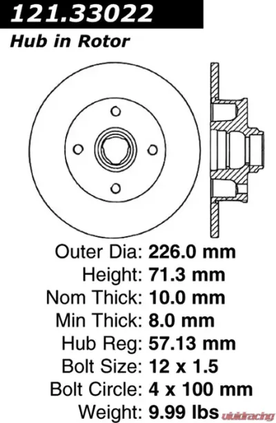 Centric C-Tek Standard Brake Rotor 121.33022 - 121.33022