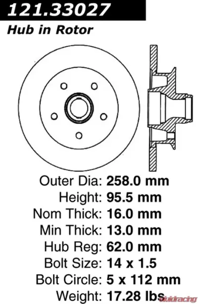 Centric C-Tek Standard Brake Rotor 121.33027 - 121.33027