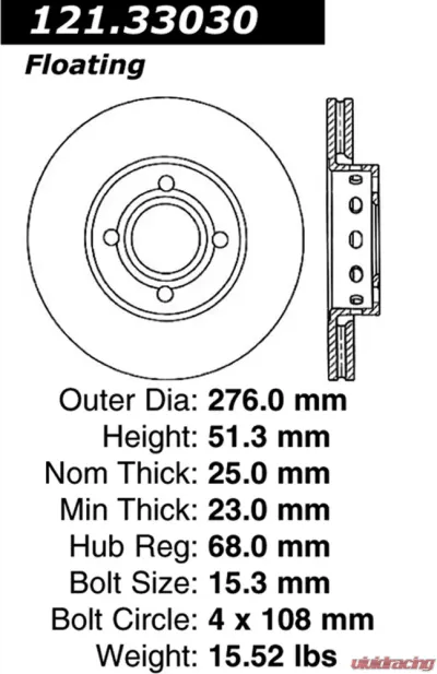Centric C-Tek Standard Brake Rotor 121.33030 - 121.33030