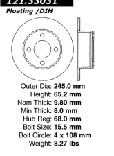 Centric C-Tek Standard Brake Rotor 121.33031                                     - 121.33031 - Image 4