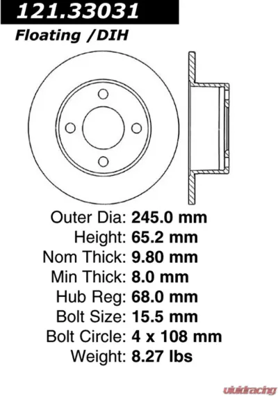 Centric C-Tek Standard Brake Rotor 121.33031 - 121.33031