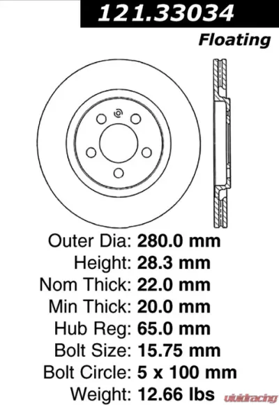 Centric C-Tek Standard Brake Rotor 121.33034 - 121.33034