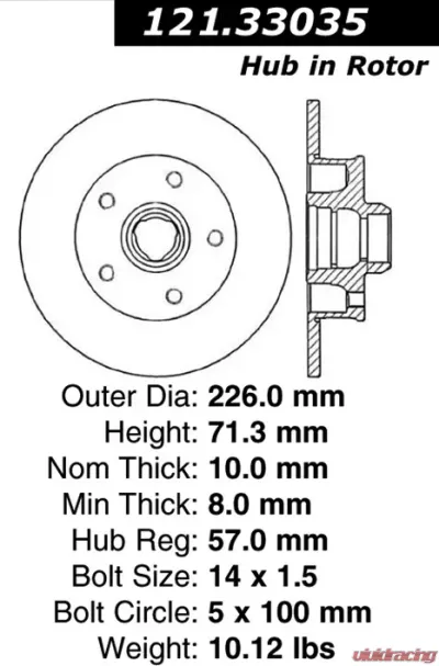 Centric C-Tek Standard Brake Rotor 121.33035 - 121.33035
