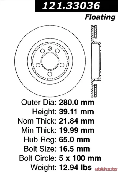 Centric C-Tek Standard Brake Rotor 121.33036 - 121.33036