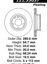 Centric C-Tek Standard Brake Rotor 121.33037                                     - 121.33037 - Image 4