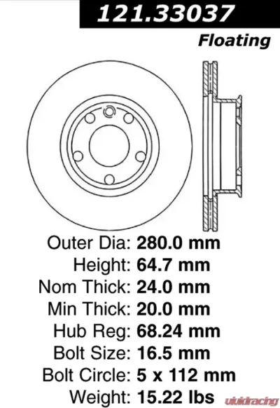 Centric C-Tek Standard Brake Rotor 121.33037 - 121.33037