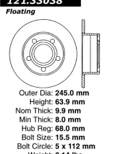 Centric C-Tek Standard Brake Rotor 121.33038                                     - 121.33038 - Image 4