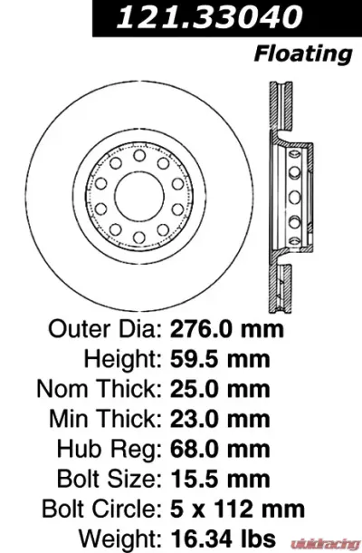 Centric C-Tek Standard Brake Rotor 121.33040 - 121.33040