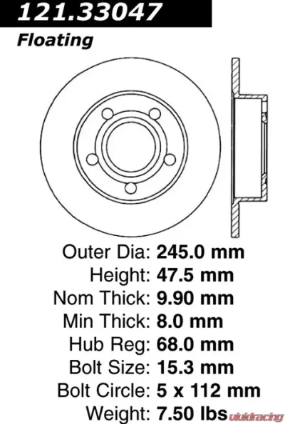 Centric C-Tek Standard Brake Rotor 121.33047 - 121.33047