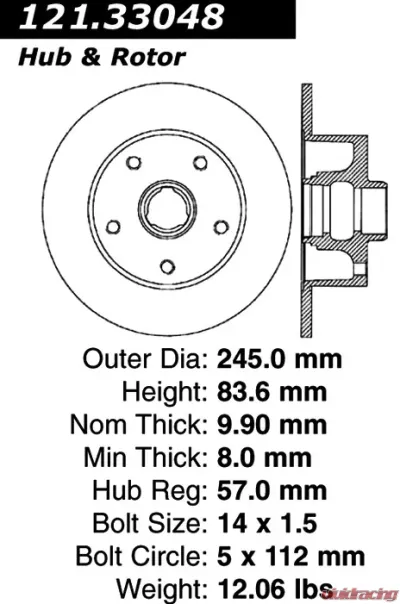 Centric C-Tek Standard Brake Rotor 121.33048 - 121.33048