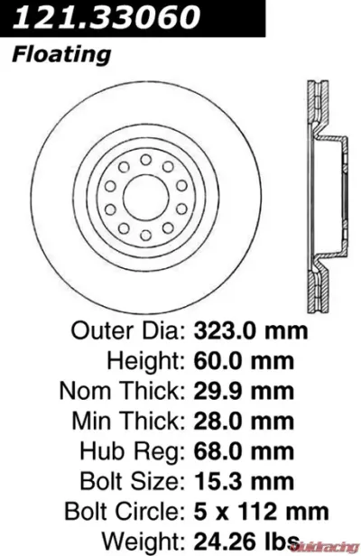 Centric C-Tek Standard Brake Rotor 121.33060 - 121.33060