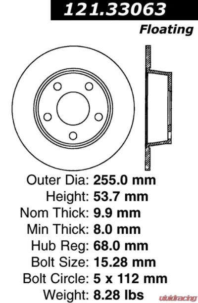 Centric C-Tek Standard Brake Rotor 121.33063 - 121.33063