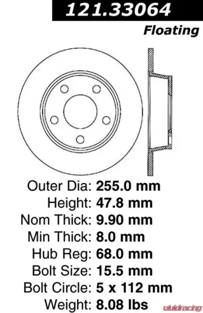 Centric C-Tek Standard Brake Rotor 121.33064 - 121.33064